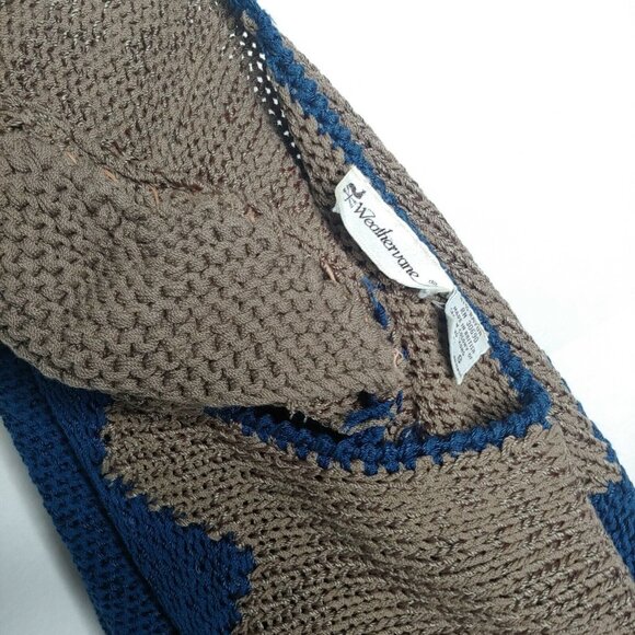 Vintage Weathervane Womens Small Sweater Pullover Geometric Teal Brown Retro - Picture 3 of 6